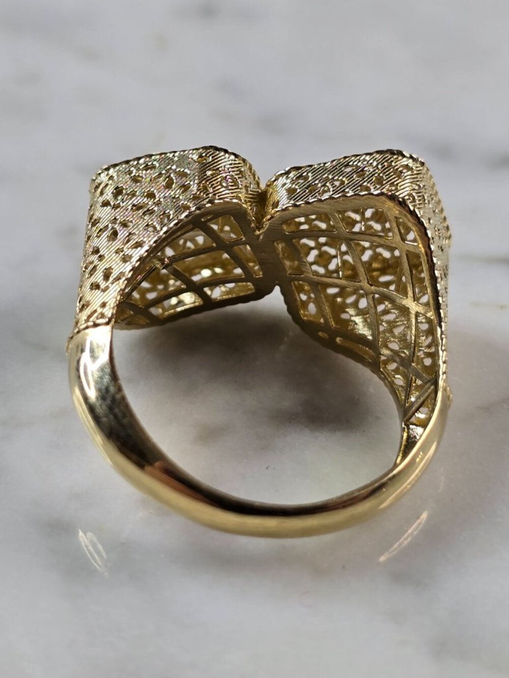 Womens 10K Yellow Gold Modernist Filigree Ring 2.9g E7945 - Picture 3 of 6